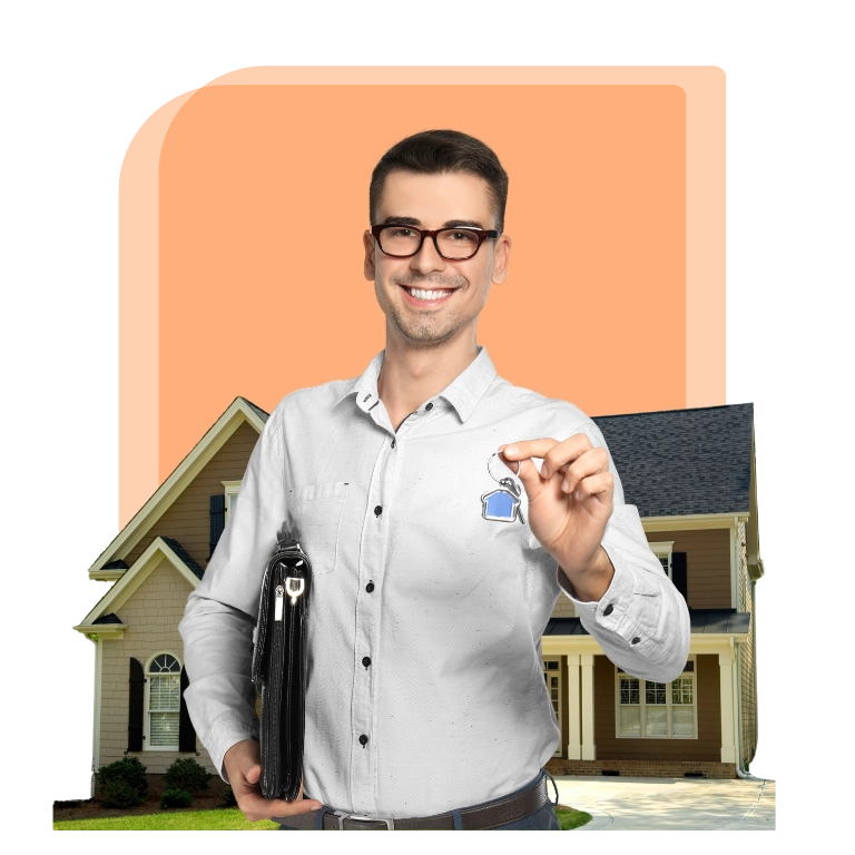 Corretor de imóvel entragando chave